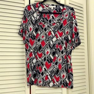 1x JM Collection Hot pink, black and white top